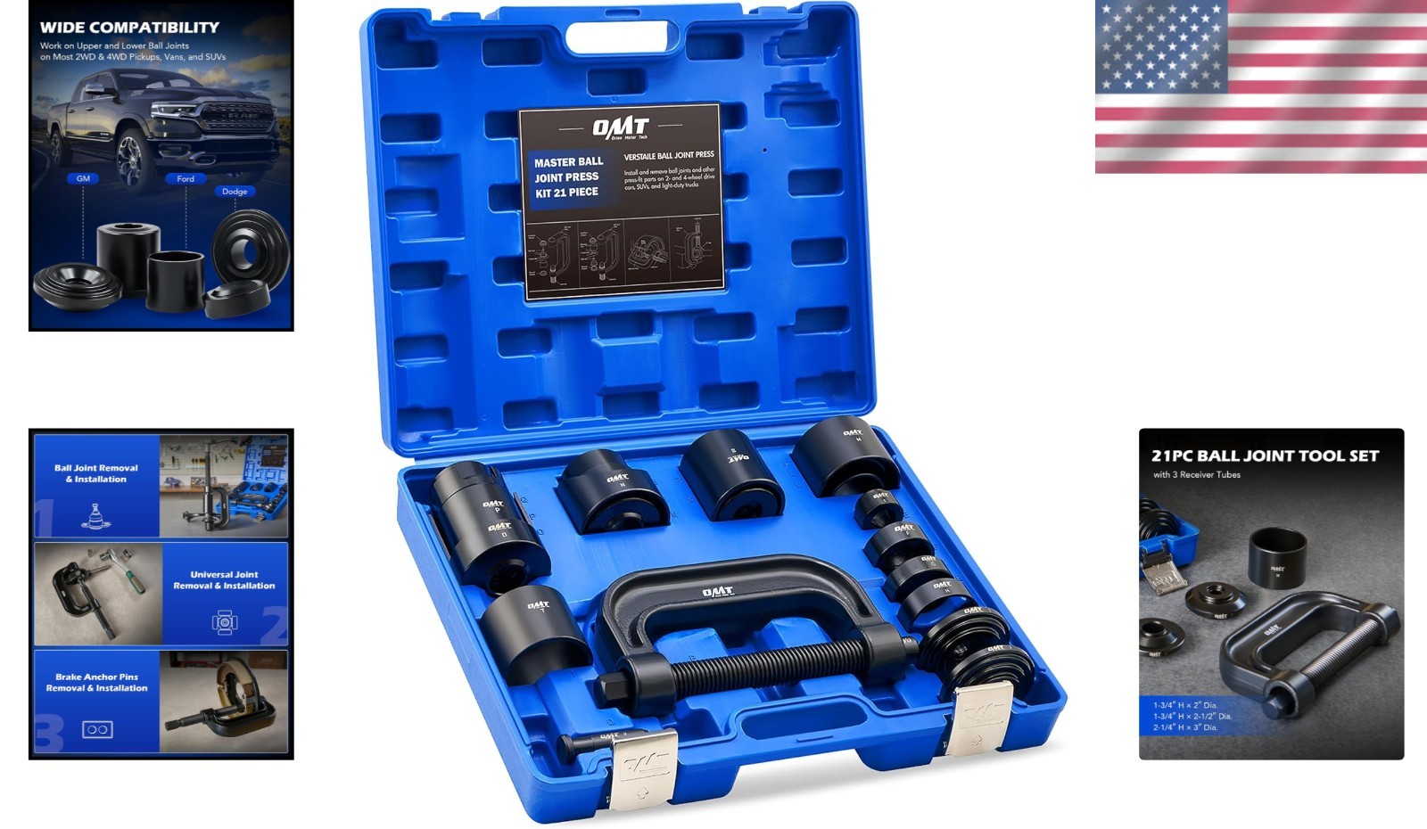 Professional 21-Piece C-Frame Ball Joint Press Tool Kit for Car Maintenance