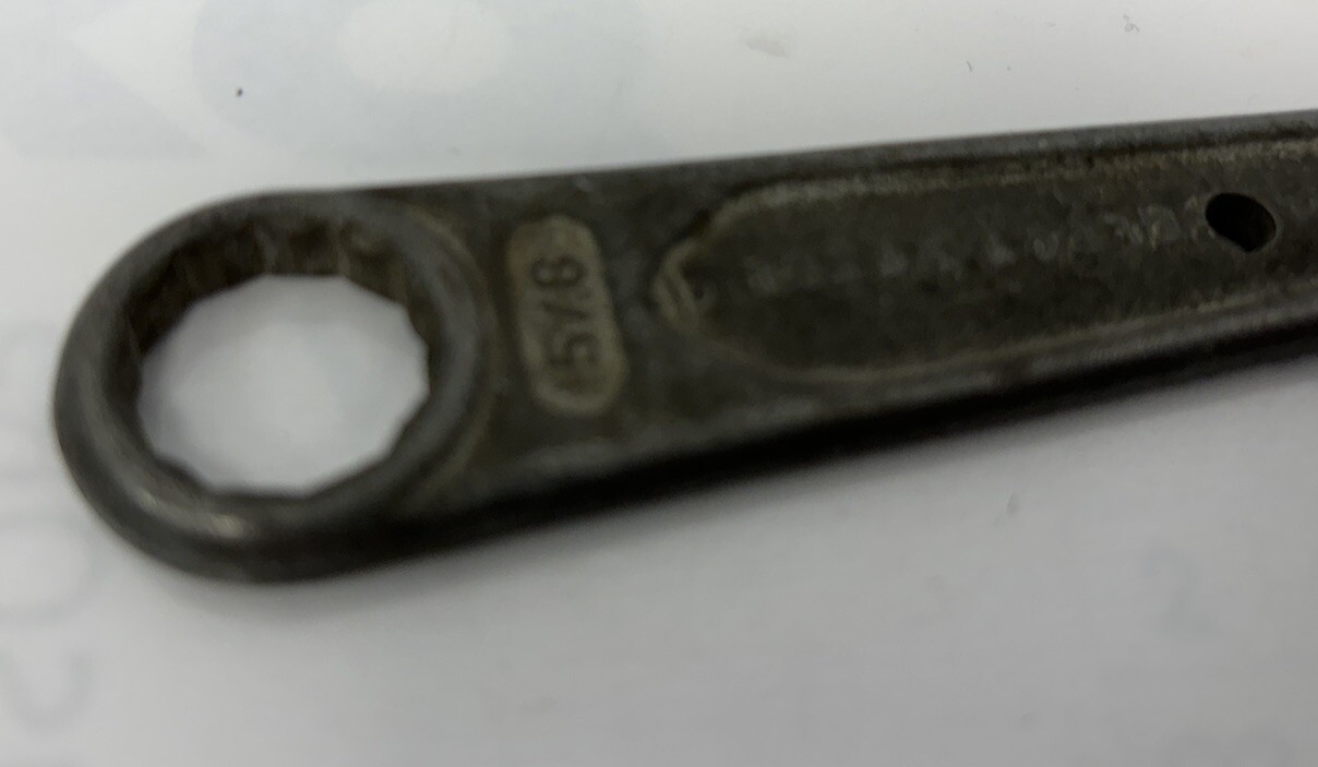 Unmarked Forged Bare Steel USA Combination Wrench 5/8″ & 3/4″ Antique Decor