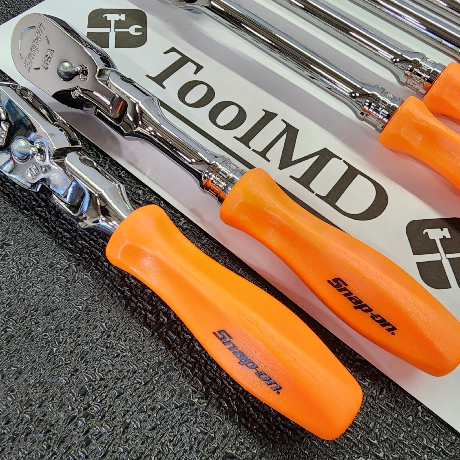 Snap-on Tools USA NEW 7pc ORANGE Hard Handle 3/8″ Drive Fixed Flex Ratchet Set