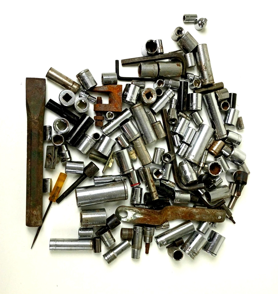 Bulk Tool Lot Misc. Sockets Hex Keys Chisel Over 11 Pounds