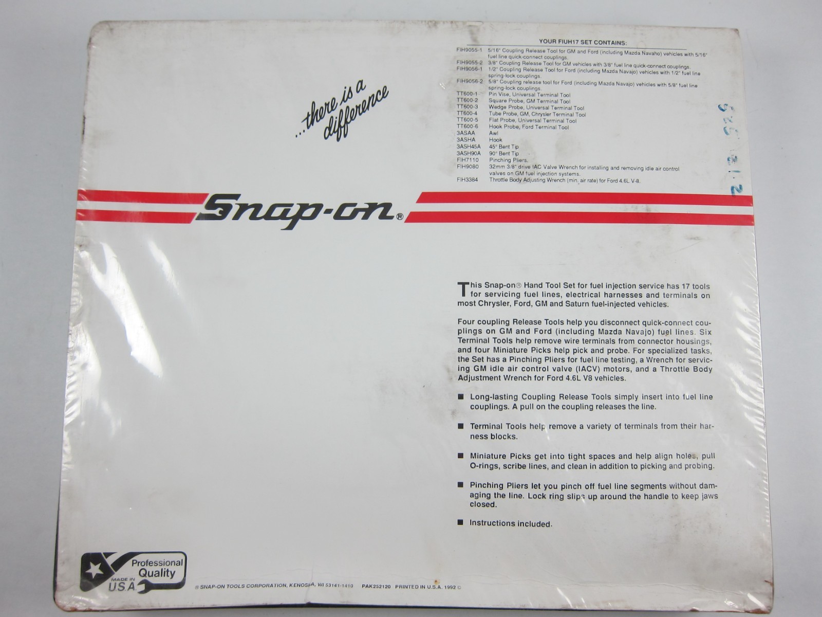 Snap On 17 Piece Set Domestic Fuel Injected Vehicles Vintage NOS Sealed FIUH17
