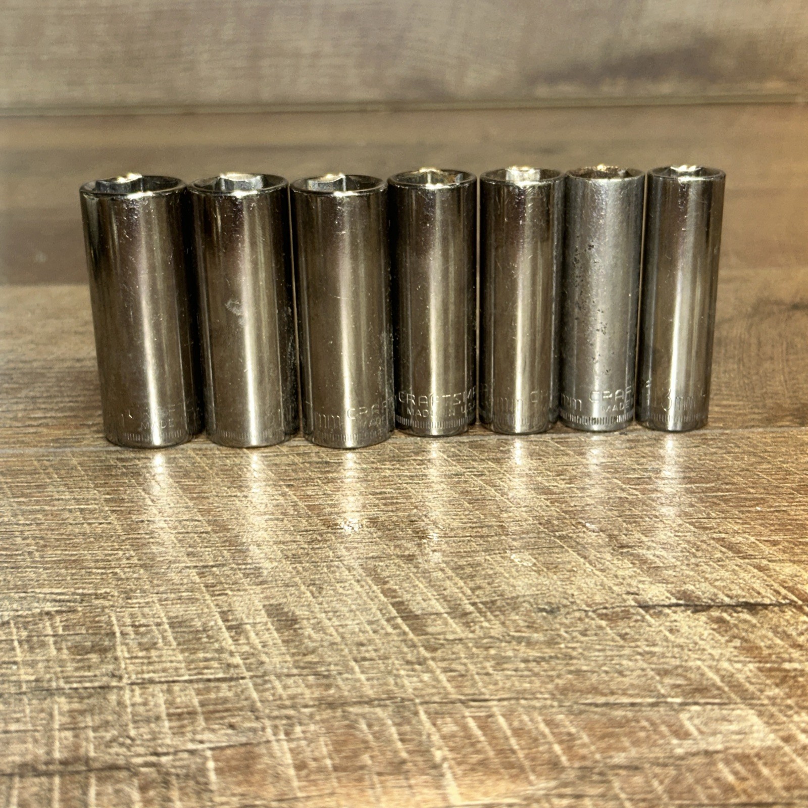 Craftsman 3/8 inch Drive SAE 6-Point Deep Socket 7-Pc Set G Series – Made in USA