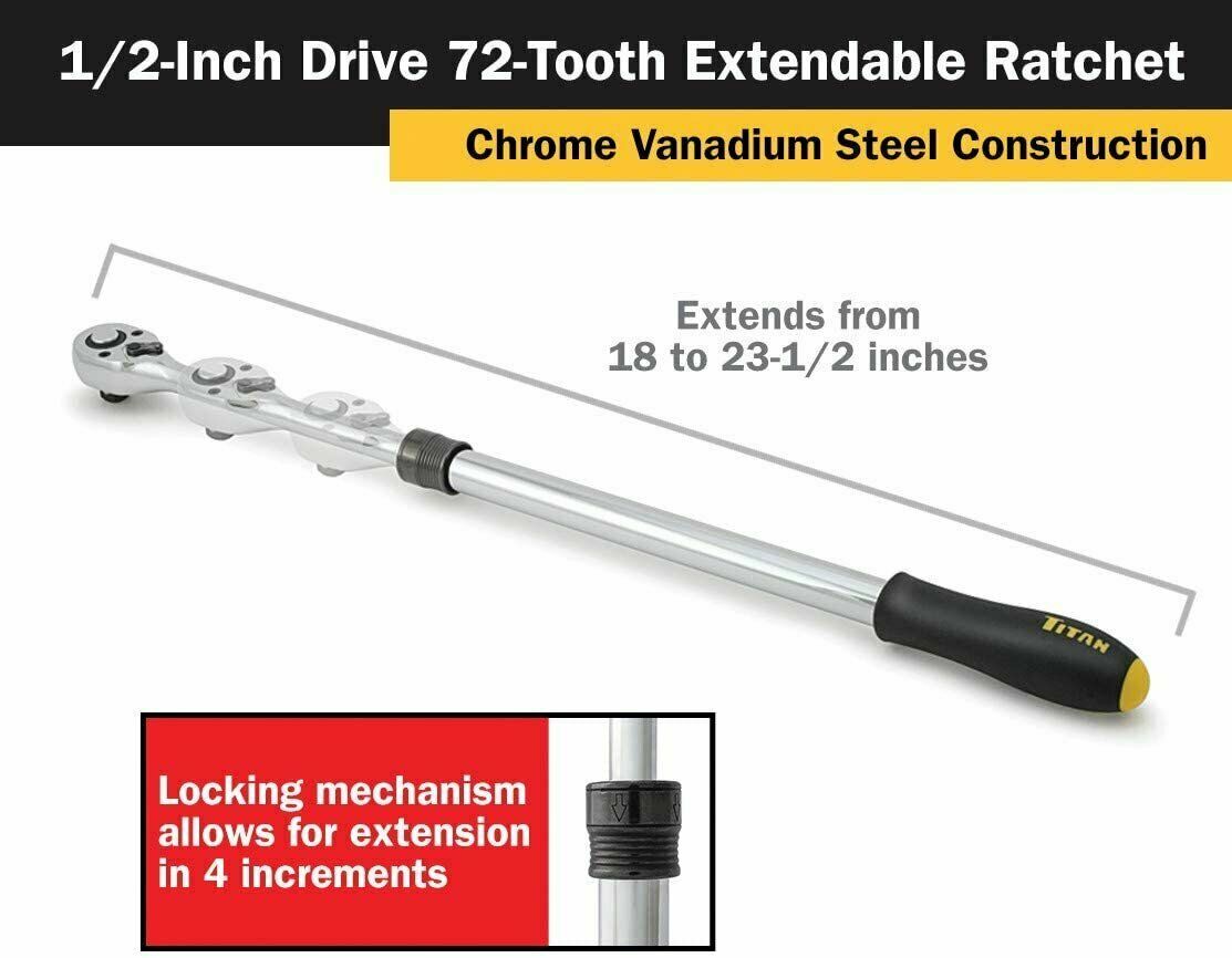 Titan 12073 1/2″ Drive Extendable Ratchet
