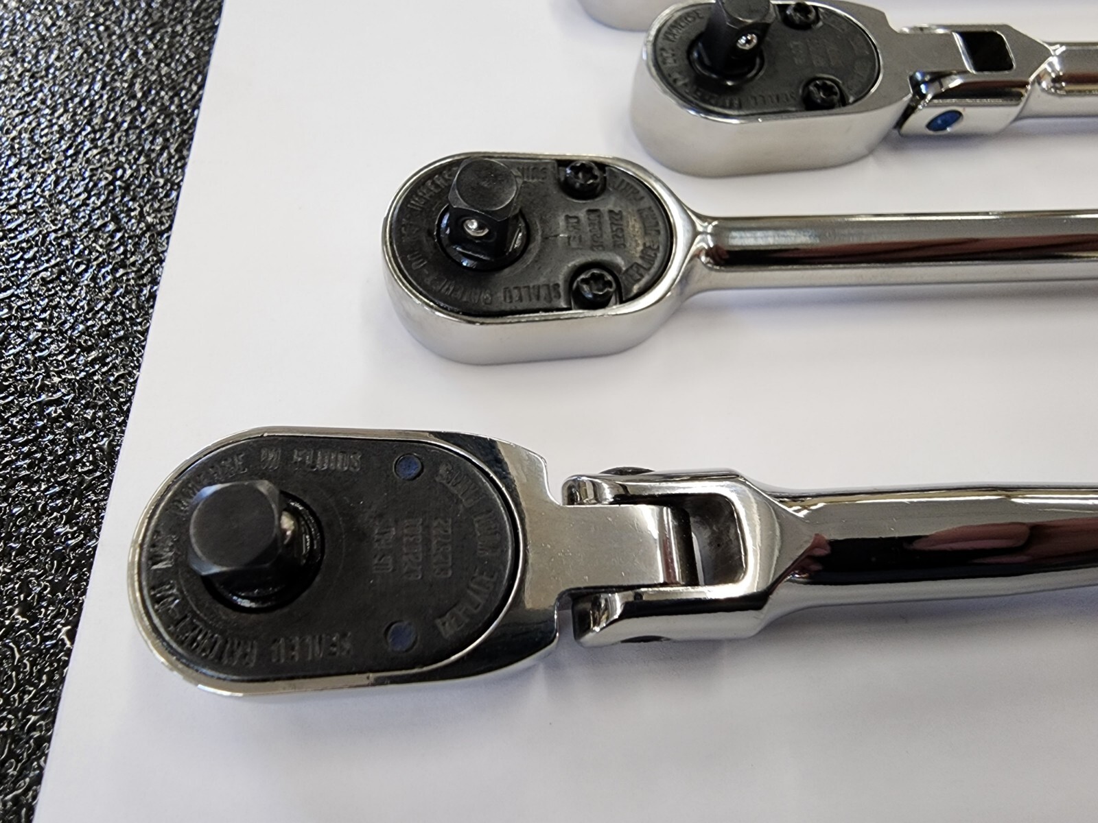 Snap-on Tools USA NEW 4-Piece 1/4″ Drive Fixed & Flex Head Chrome Ratchet Set