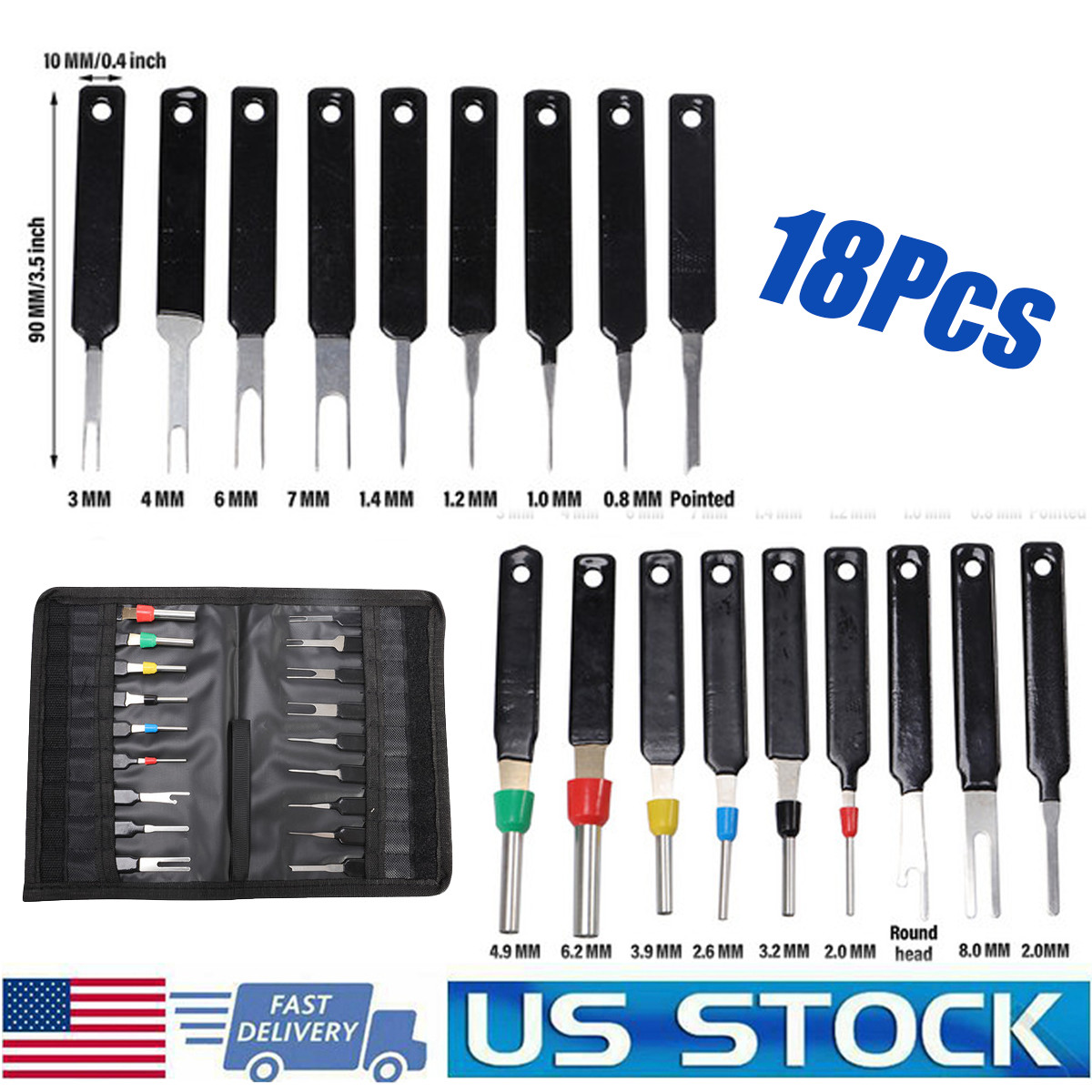 18Pcs Electrical Wire Terminal Removal Tool Connector Pin Kit for Car Motorcycle