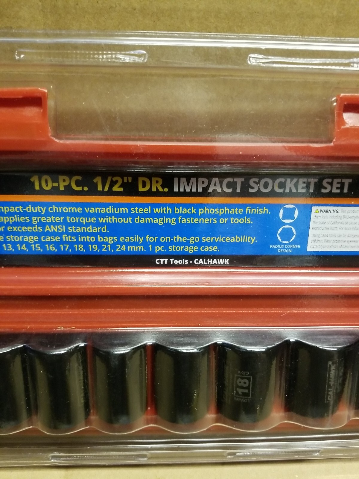 10 PC 1/2″ Dr Impact Socket Set- Professional Set