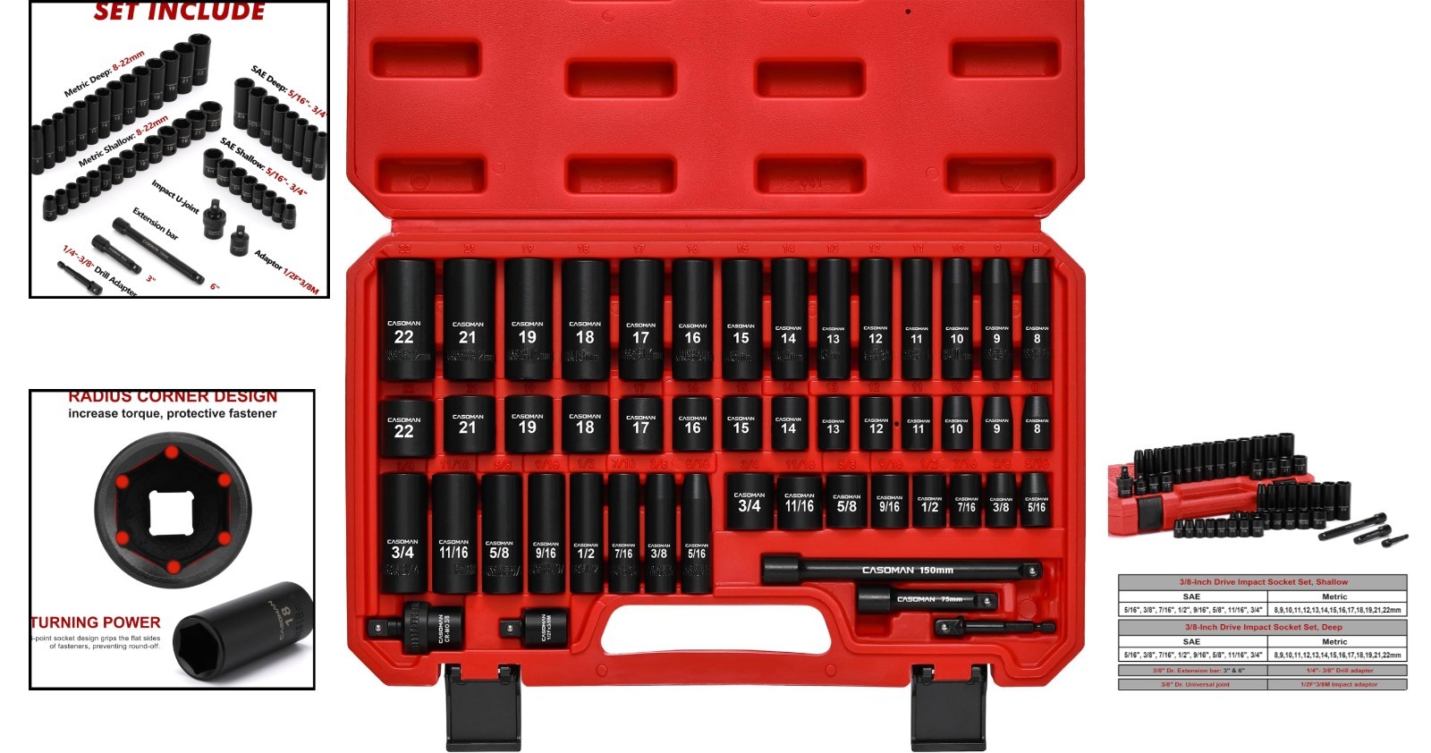 Comprehensive 49-Piece Impact Socket Set in Durable Blow-Molded Case – 6 Point