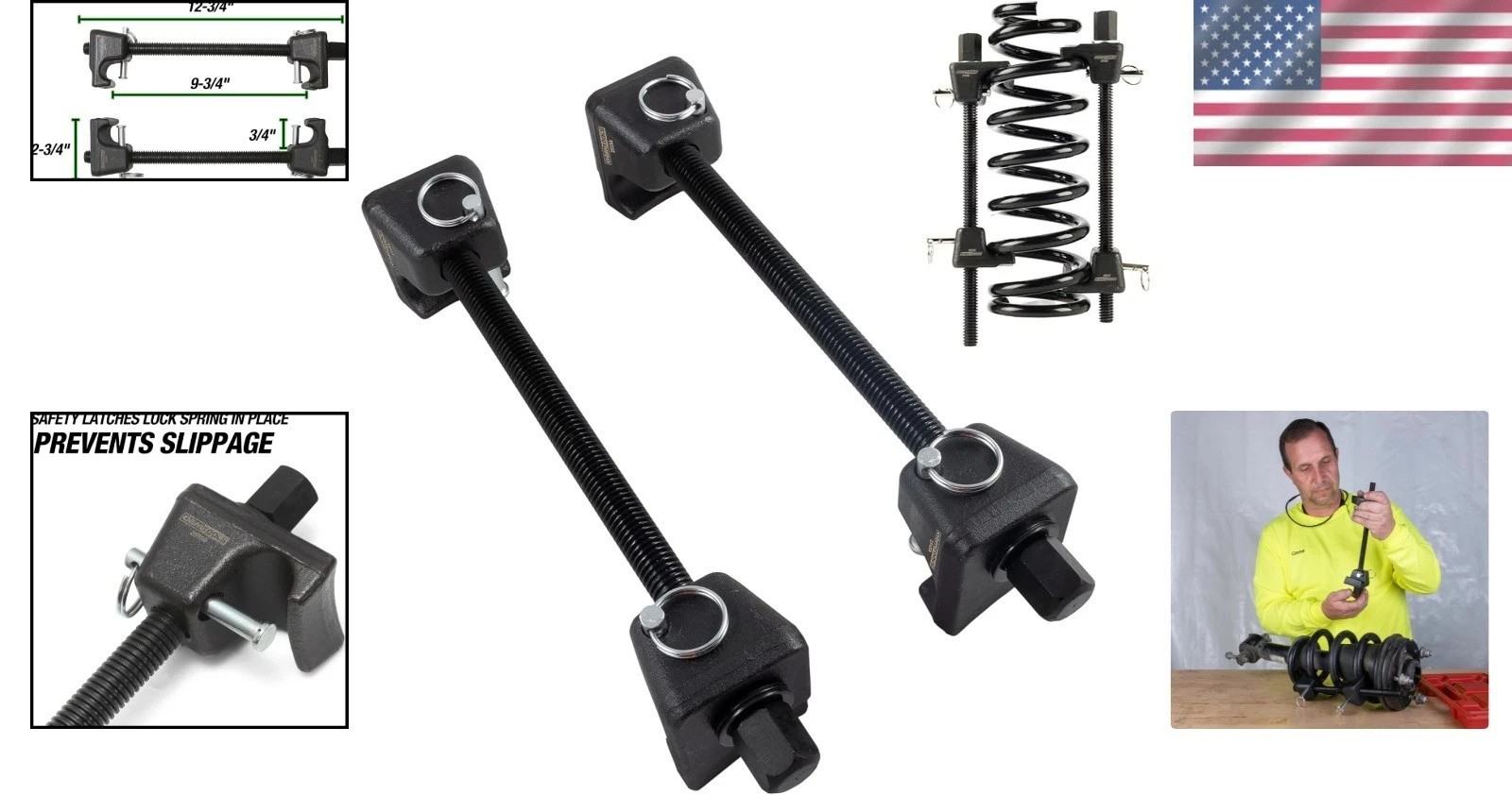 Automotive Strut Spring Compressor with 9.75″ Maximum Opening – Safe & Easy Use
