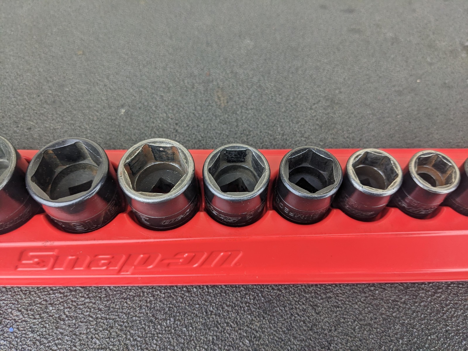 #bm391 Snap On Tools 12 Piece SAE Short 3/8 Impact Sockets Shallow Sockets