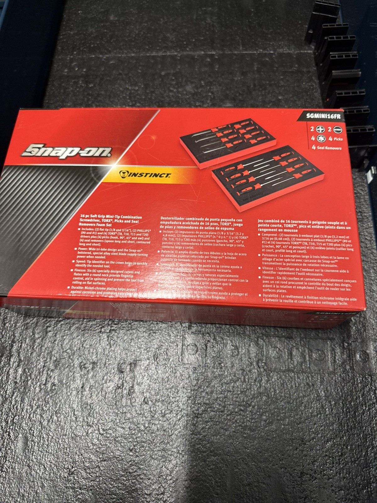 Snap On sgmini16fr 16pc soft grip mini screwdriver Torx picks & seal removal set