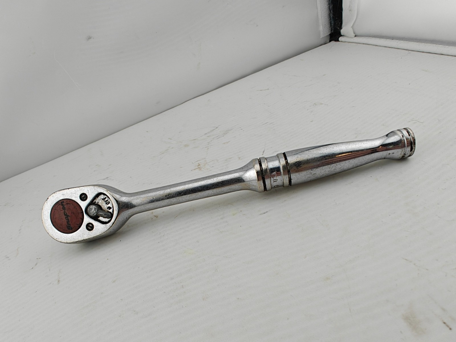 Vintage Snap On 3/8″ Drive 7.5″ Long Socket Ratchet Model F730 Made in USA Used