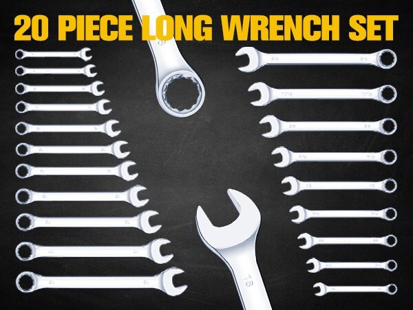 32 Piece SAE & Metric Combination Wrench Set, CR-V Steel Mirror Chrome Polished