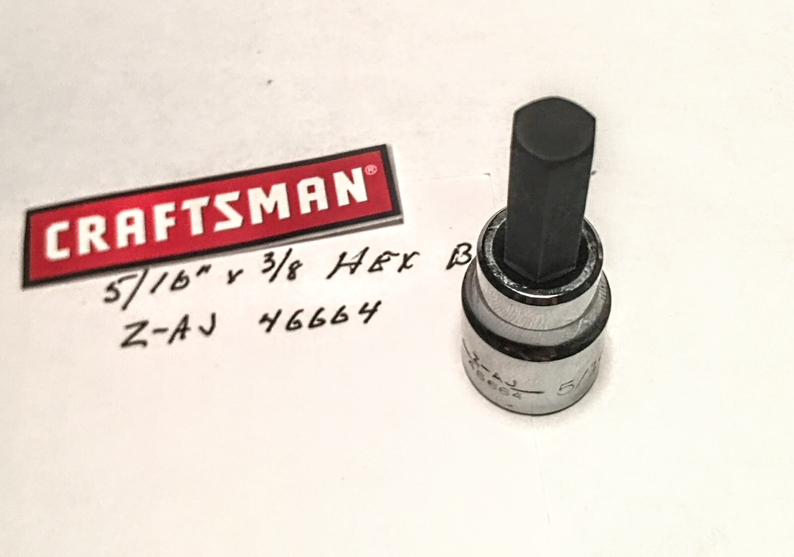 Craftsman 5/16″ x 3/8″ Drive Hex Bit Socket Z-AJ 46664 Free USA Shipping