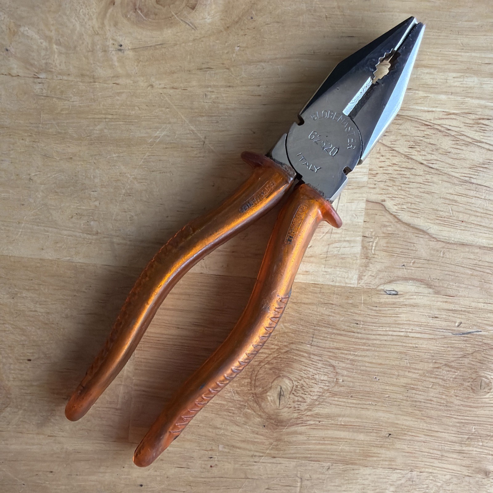 Globemaster 7″ Long Lineman Pliers W/ Side Cutters Orange 62520 Made in Italy