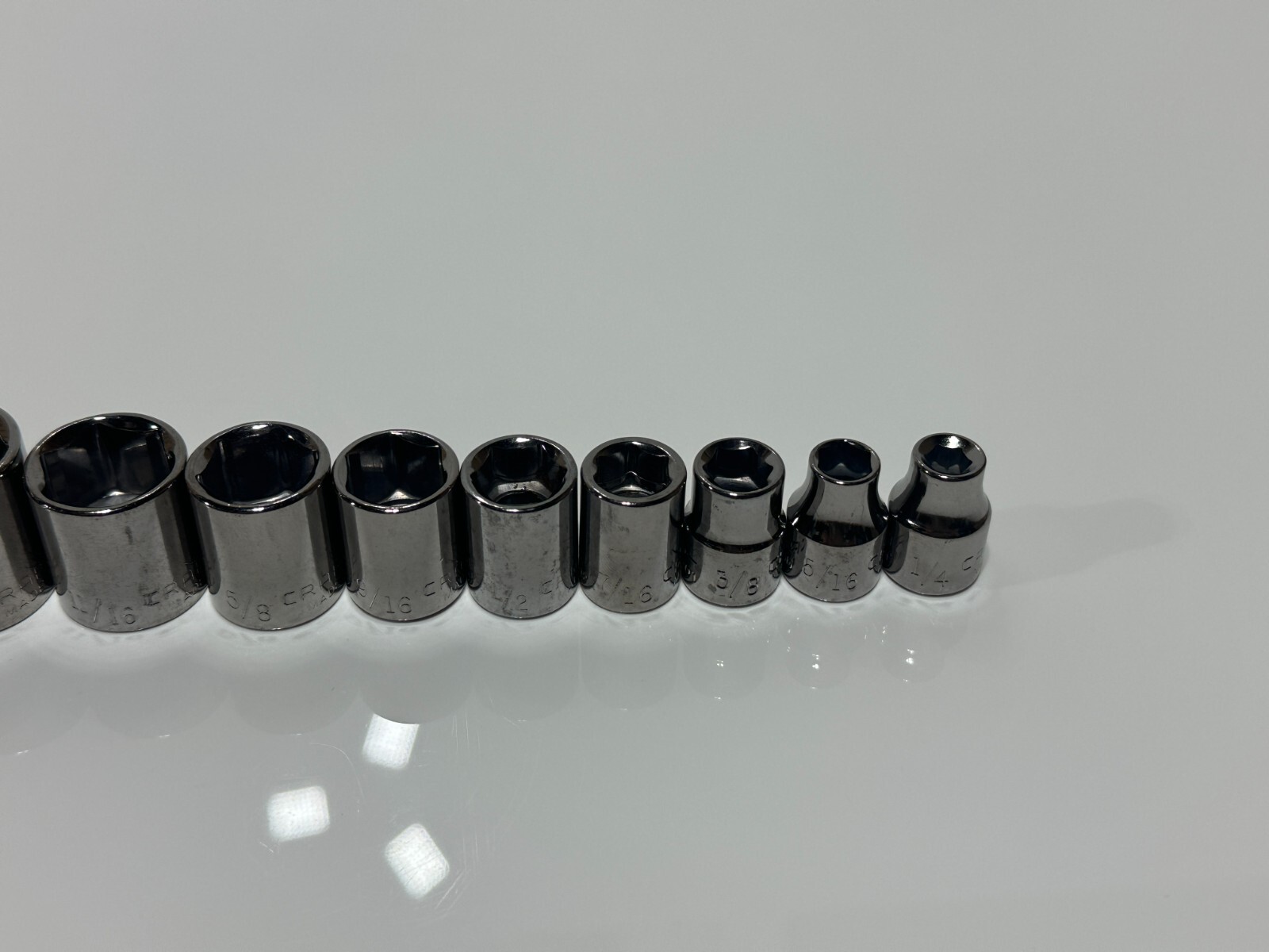 NOS Craftsman Tools USA G-Series 11pc SAE Shallow Socket Set, 6 Point 3/8” Drive