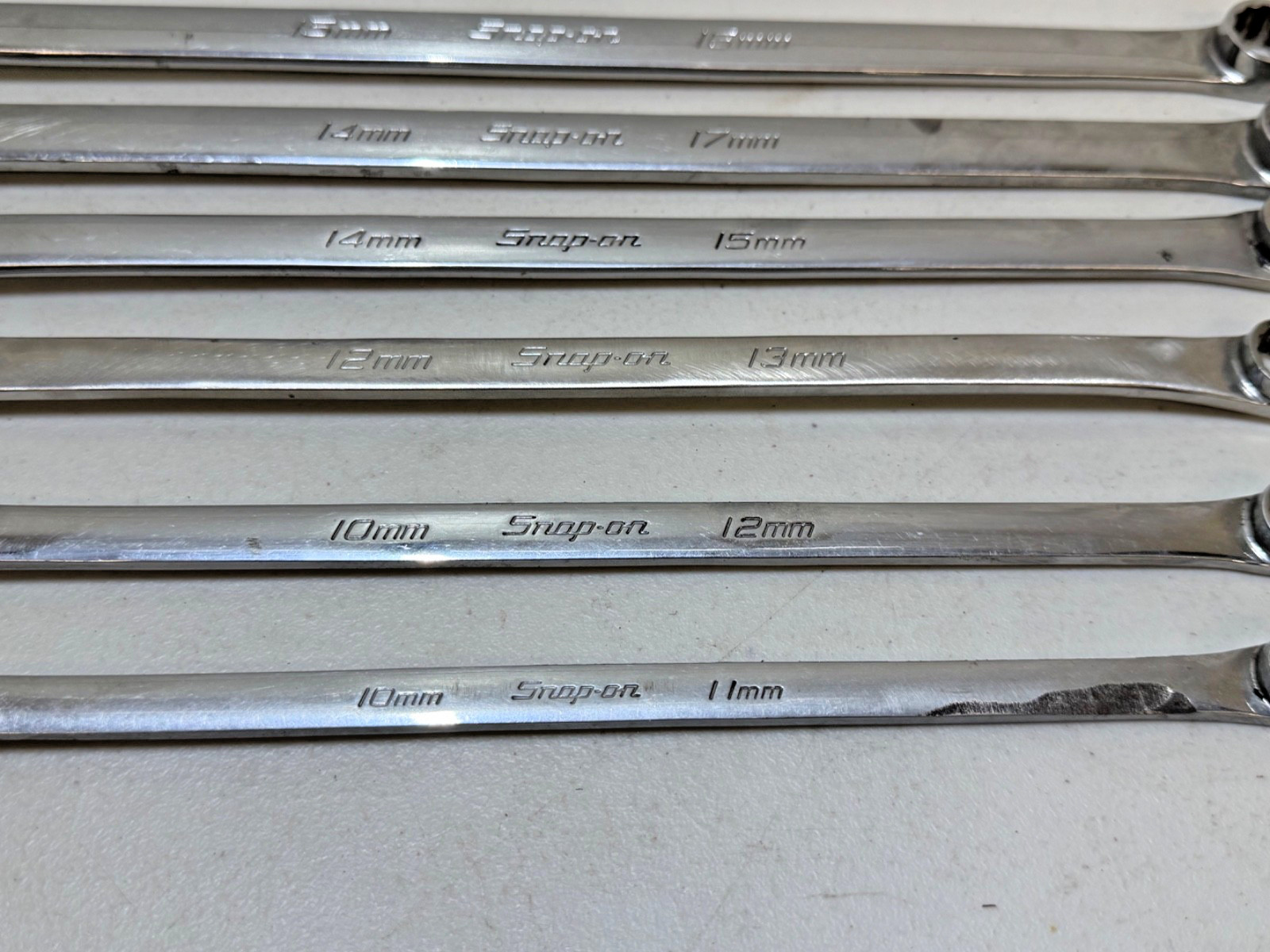 6 Piece Snap On XDHFM Metric 12 Point 0° Offset Box Wrench Set 10 – 17mm Used