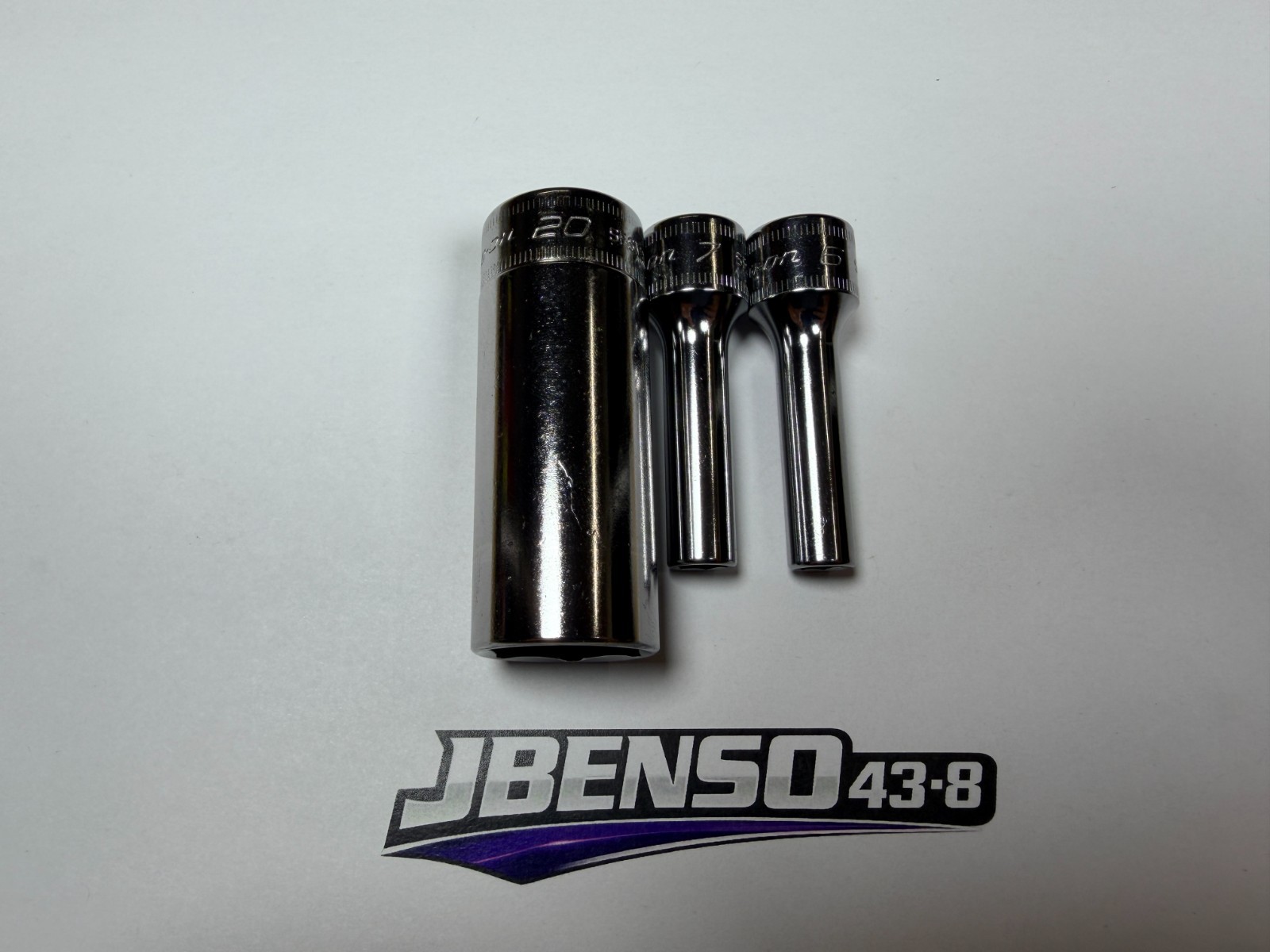Snap-On Tools USA NEW 3pc 3/8″ Drive 6mm 7mm 20mm Metric 6pt Deep Add-On Sockets