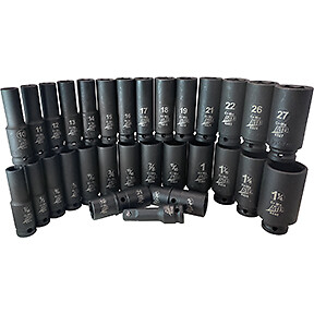 30-Pc. 1/2″ Drive 6 Point SAE and Metric Deep Impact Socket Set ATD-4930 New!