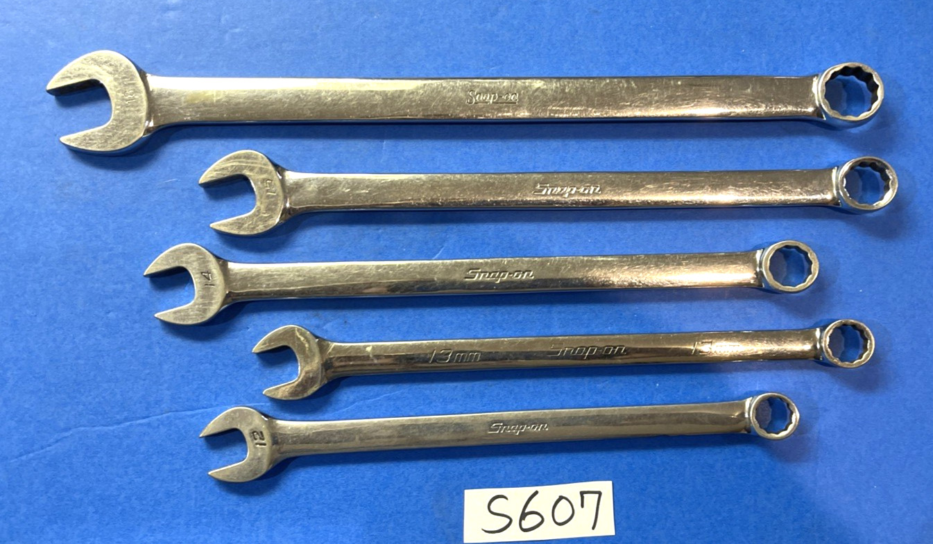 SNAP-ON TOOLS 5 PIECE METRIC EXTRA LONG COMBINATION WRENCHES 12mm 13, 14, 15, 18