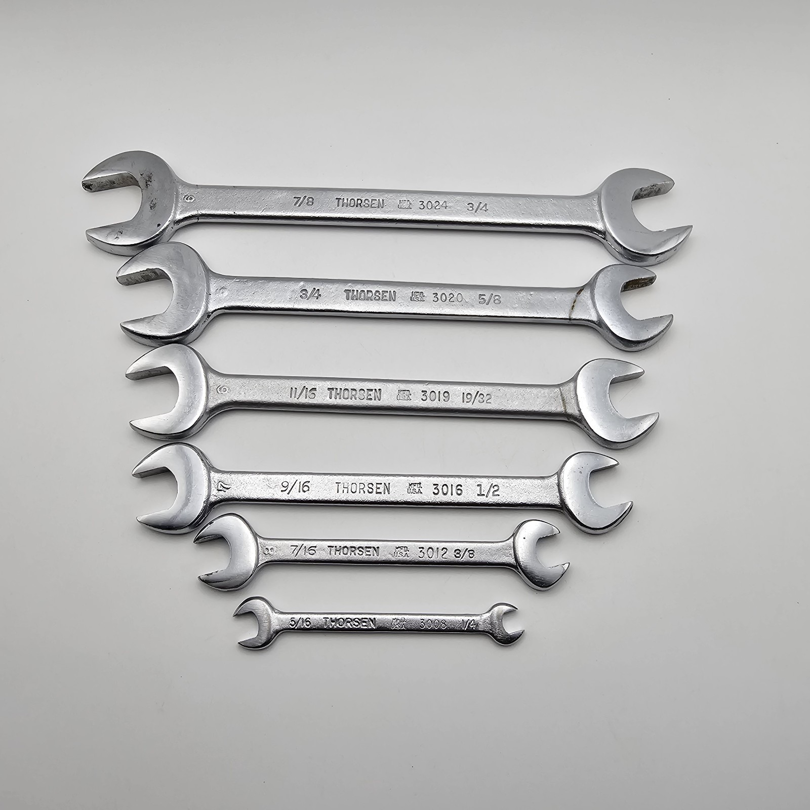 Vintage Thorsen Double Open End Wrench Set 1/4″ to 7/8″ USA Made Lot Of 6