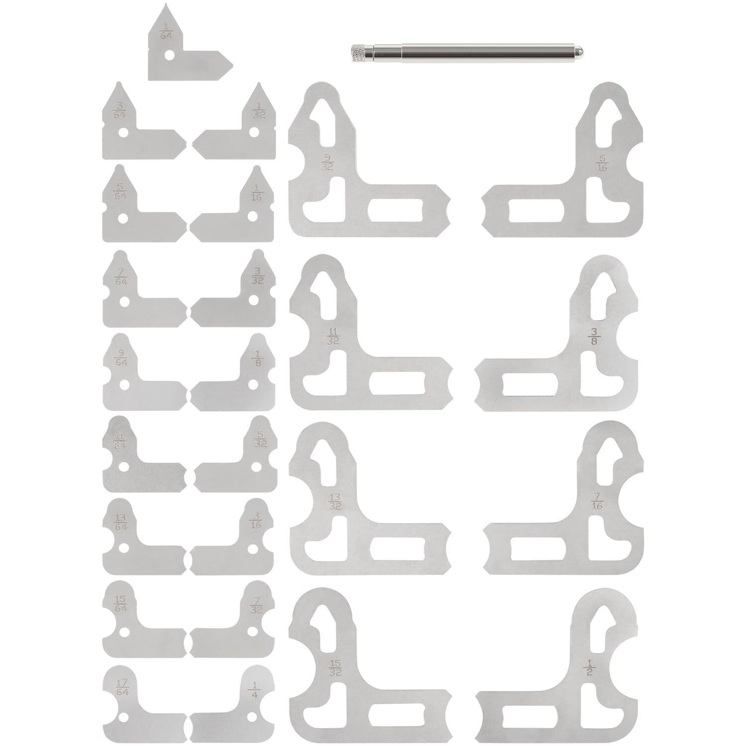 Radius Gauge Set25PCS 1/64-1/2 Stainless Steel Measuring Tool w Holder 3602-5021