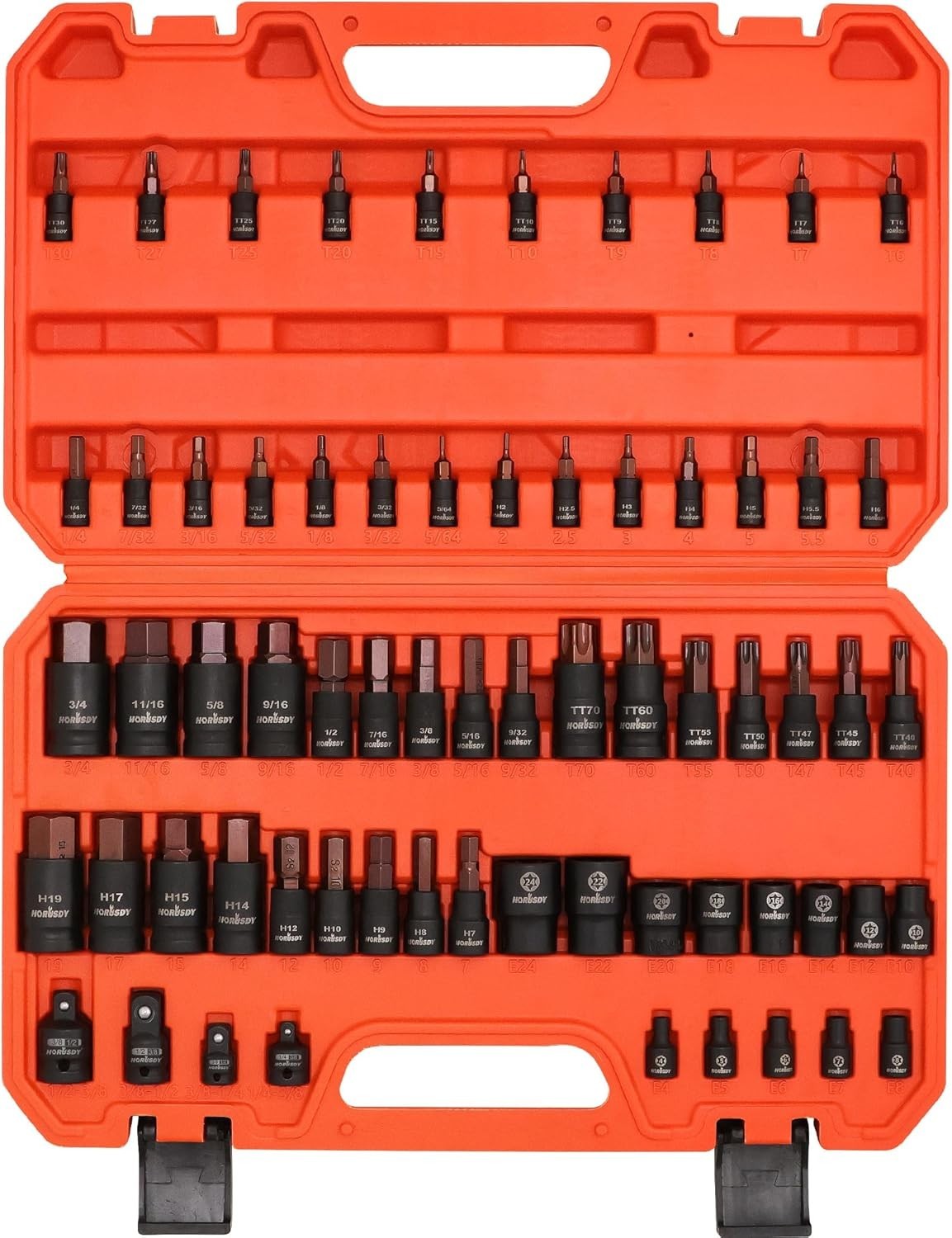 66-Piece Allen Socket Set – Torx Bit Socket and Female External Socket Set, S…