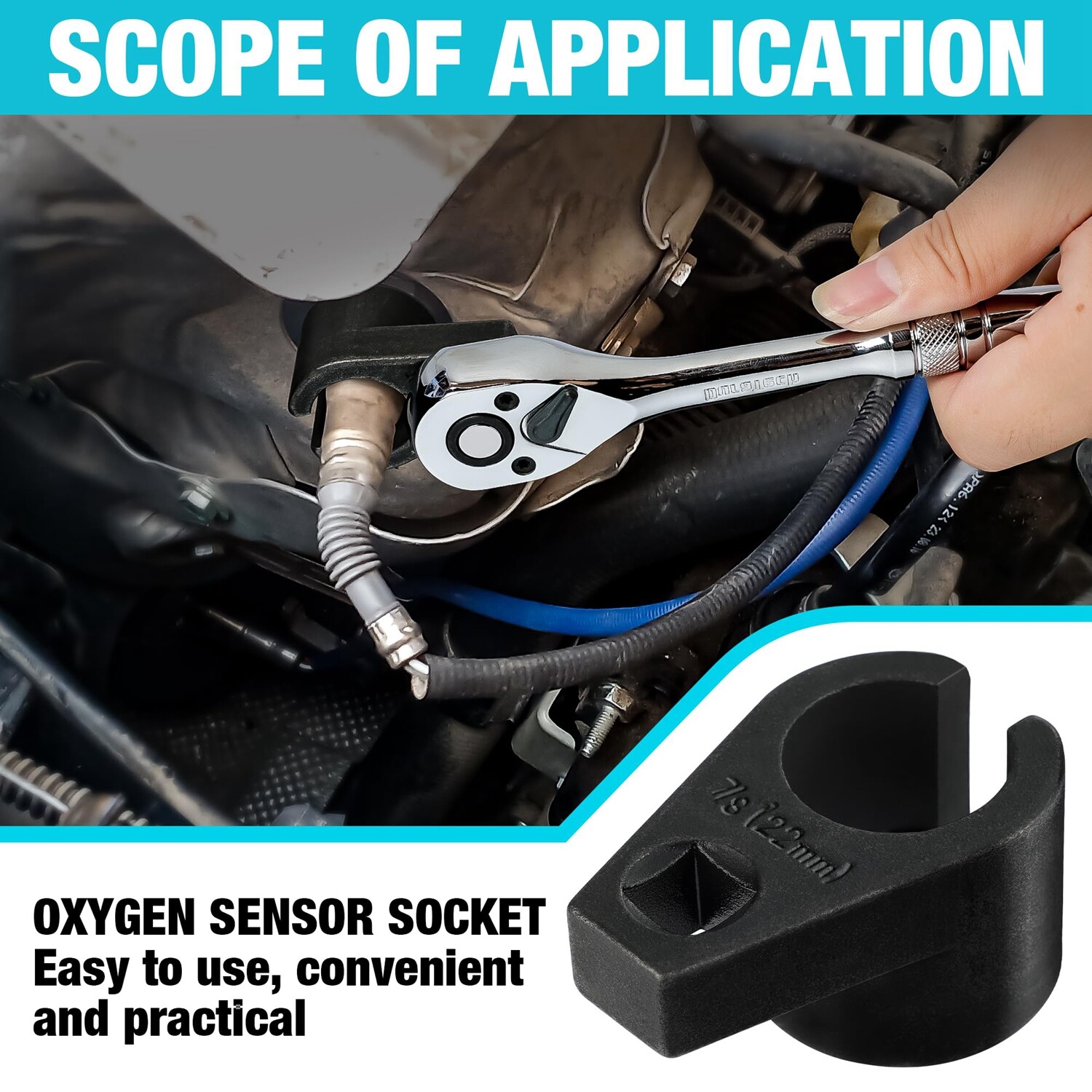 NEW 7/8-Inch 22mm Offset Oxygen O2 Sensor Socket Wrench Removal Tool 3/8″ Drive