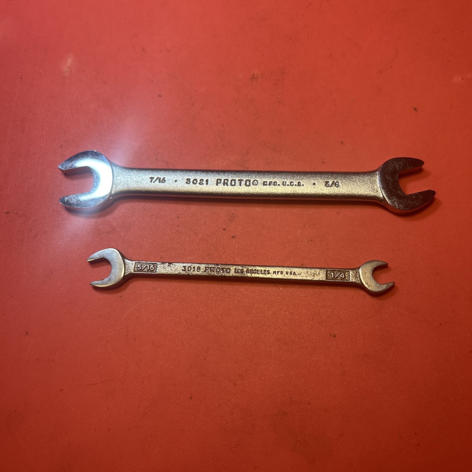 PROTO TOOLS – Lot Of 2 Double Open End Wrenches (3021 & 3018) USA