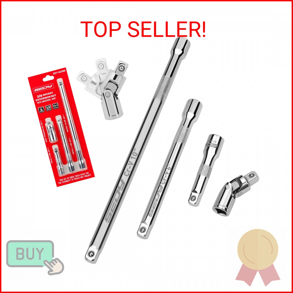 4-Piece 3/8″ Drive Socket Extension Bar Set, Professional Socket Extension Set I