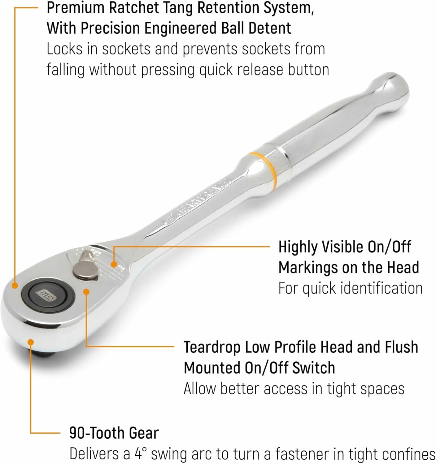 3/8″ Drive 90-Tooth Quick Release Teardrop Ratchet | 81218T