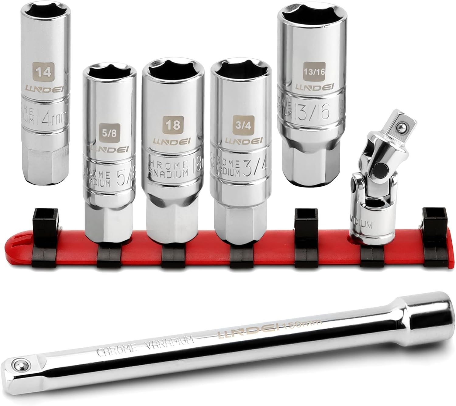 3/8 Inch Drive Spark Plug Socket Set SAE & Metric, High Visibility 6 Point So…