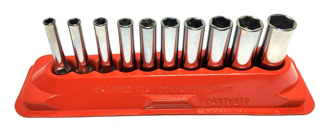 New Snap-on 1/4″ drive 3/16″ to 9/16 10-pc 6-point Deep SAE Socket Set 110STMY