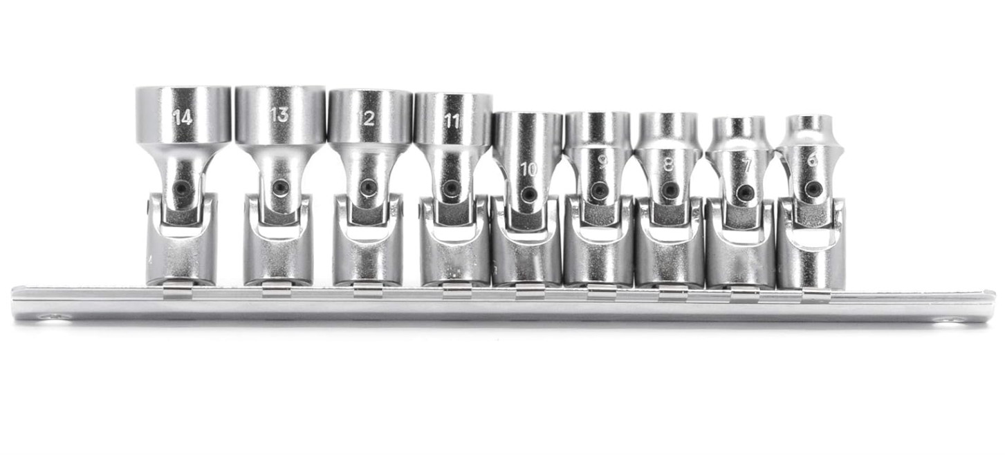 Genius Tools 9PCS 1/4″ Drive Metric Universal Hand Socket Set 12-Point US-209M