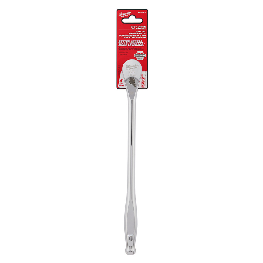 Milwaukee 48-22-9037 3/8″ Dr. 12in. Extended Ratchet w/ 4 Arc Swing