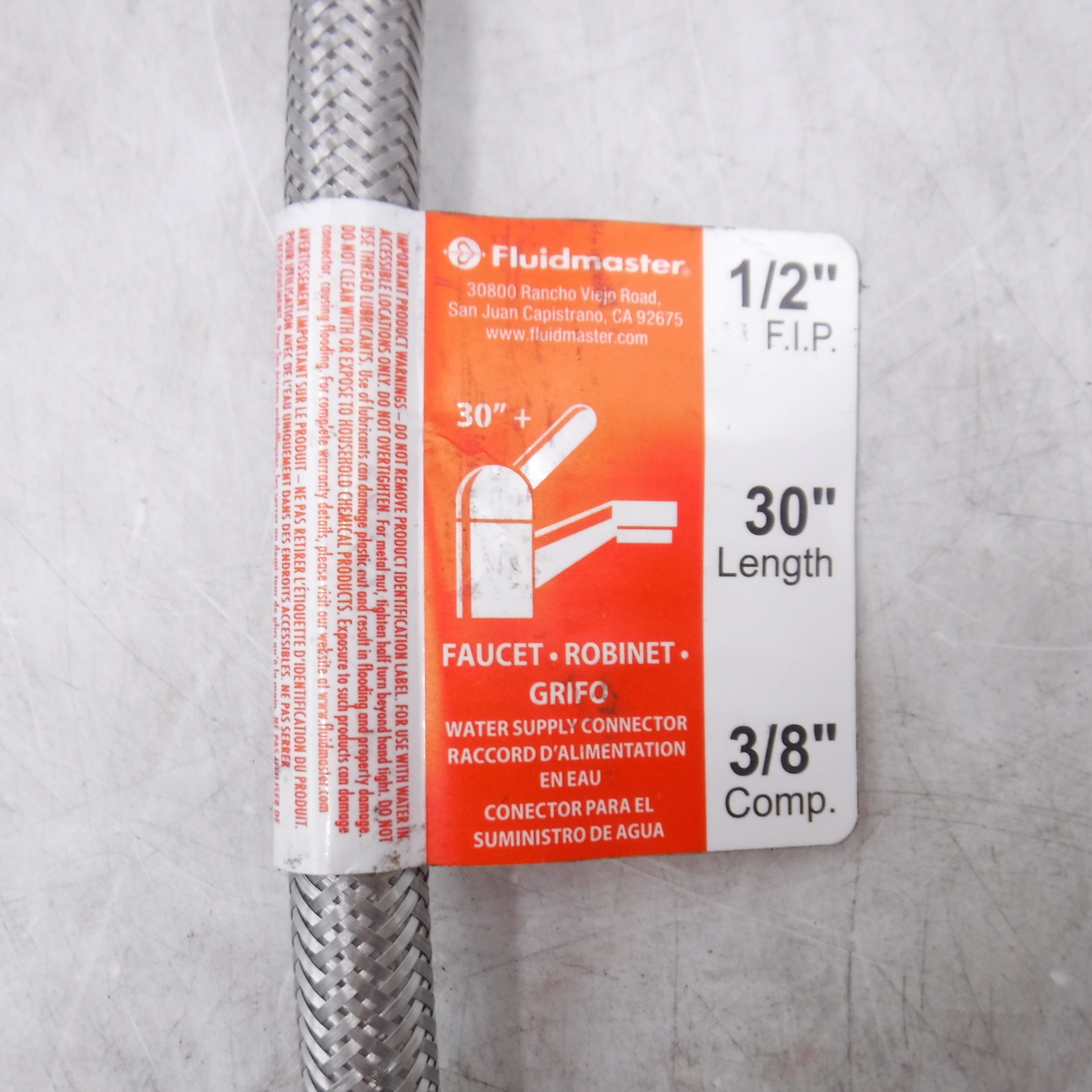 Pack of 2 Fluidmaster Water Supply Connector 3/8″ Comp 1/2″ FIP 30″ Length
