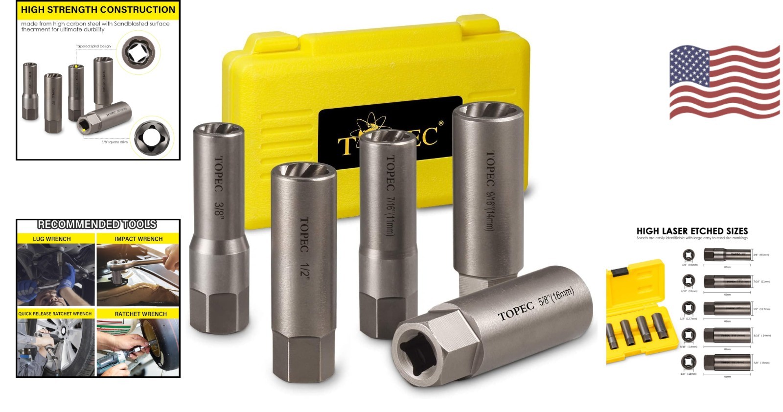5-Piece Spiral Extractor Set in Chrome Molybdenum – Effortless Fastener Removal