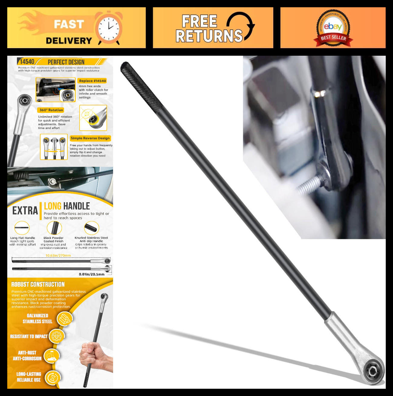 Headlight Adjusting Ratchet Wrench Tool, 4MM Hex for Ford Headlight Alignment