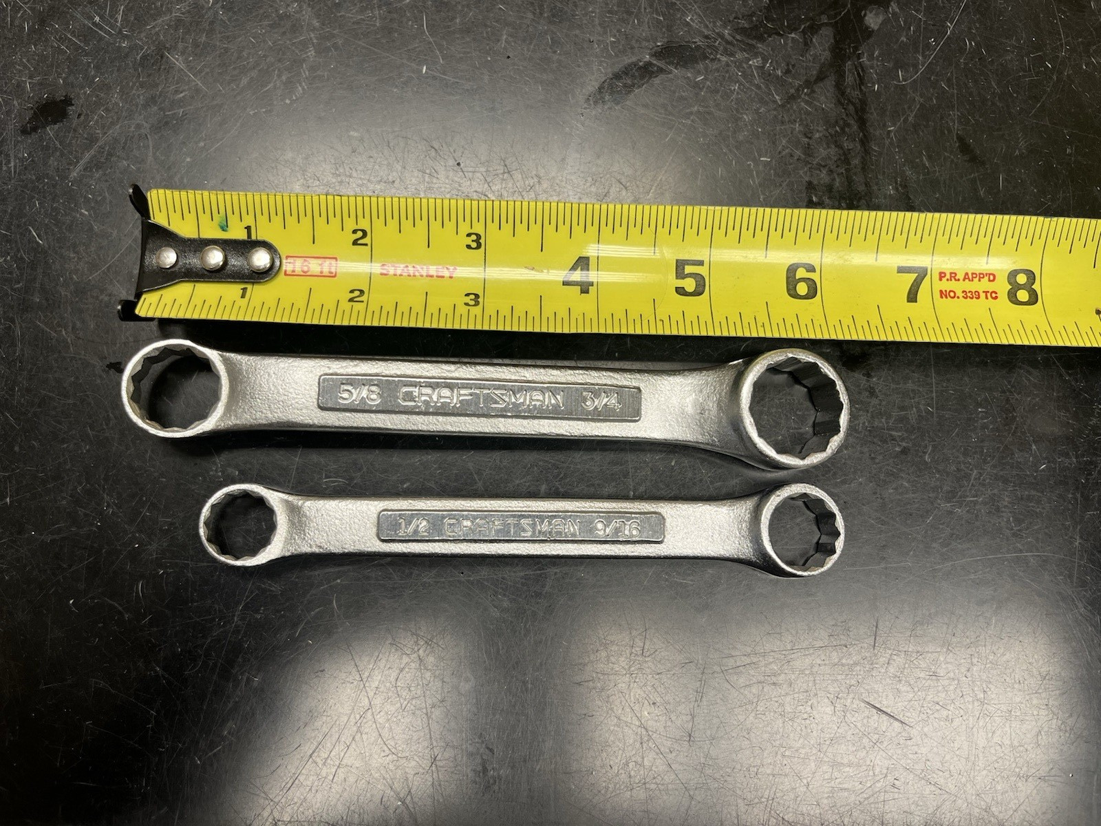 Two Craftsman 5/8″x3/4 & 1/2″x9/16″ Double Box End Wrenchs, 12-pt, Made in USA