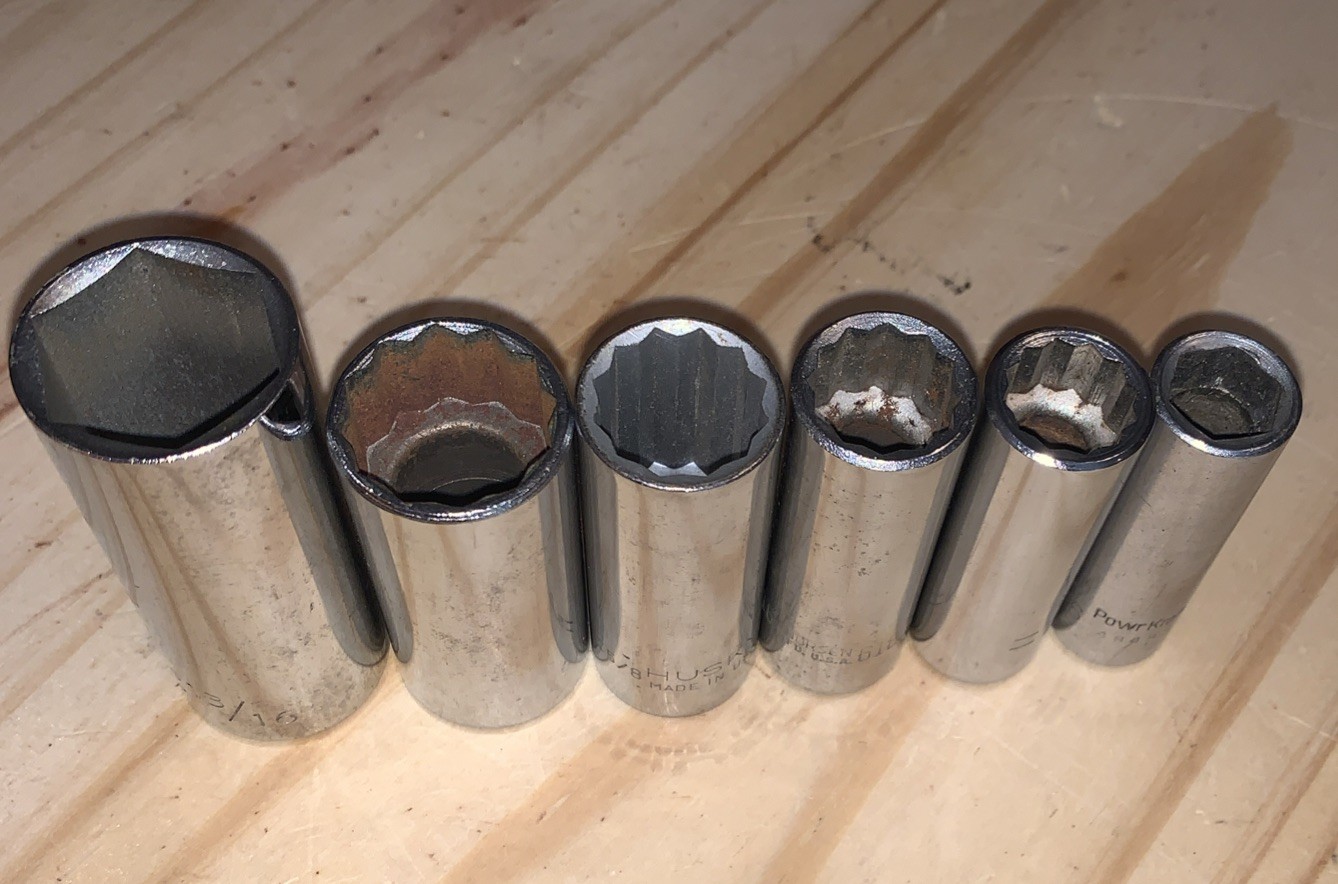 Vintage 6 Piece 3/8″ Drive SAE Deep Sockets Made In USA