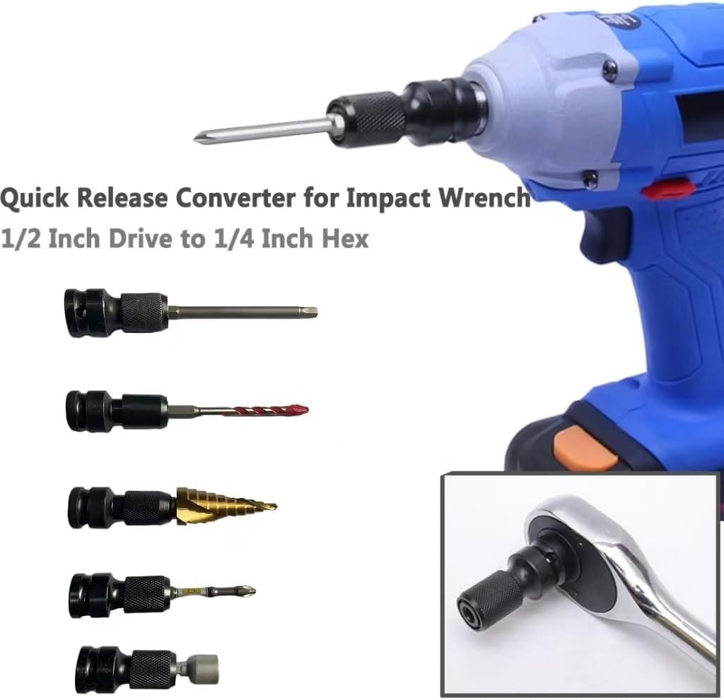 Durable 8Pcs Square to Hex Socket Adapter Set with Magnetic Screwdriver Bits