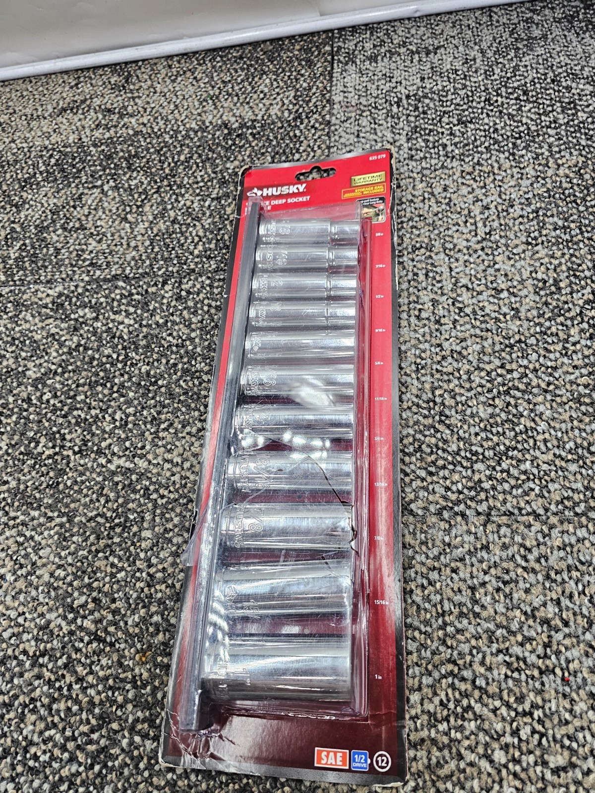 11 PIECES Husky 635 079 635079 1/2 in. Drive Deep SAE Socket Assembly