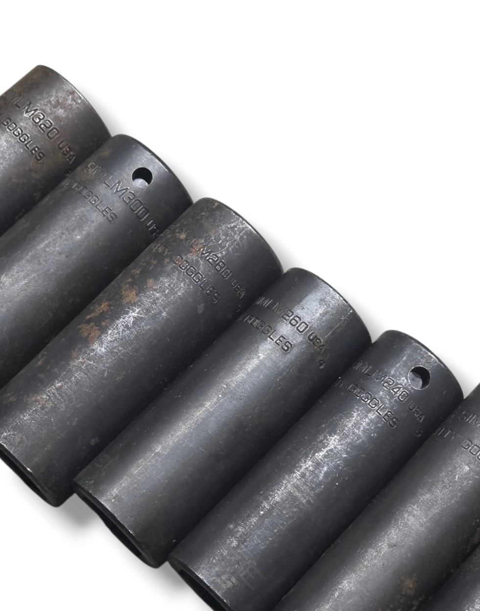 Snap-on 9 Pc 1/2″ Drive SAE Deep Impact Socket Set SIMLM160-SIMLM320 USA w/ Rail