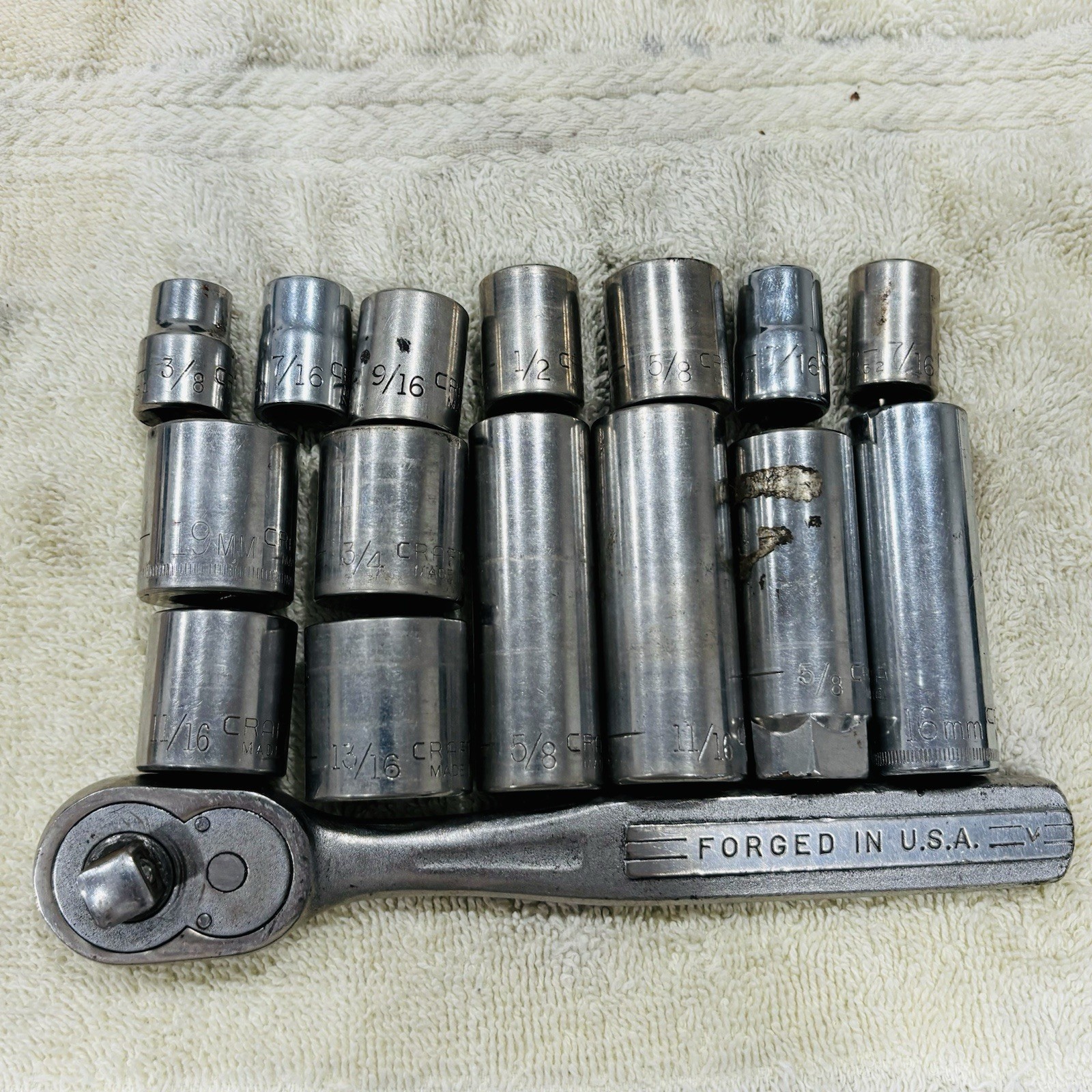 Craftsman Socket Set Deep 1/4” 3/8” 1/2” Assorted Speed Wrench Mechanic Vtg
