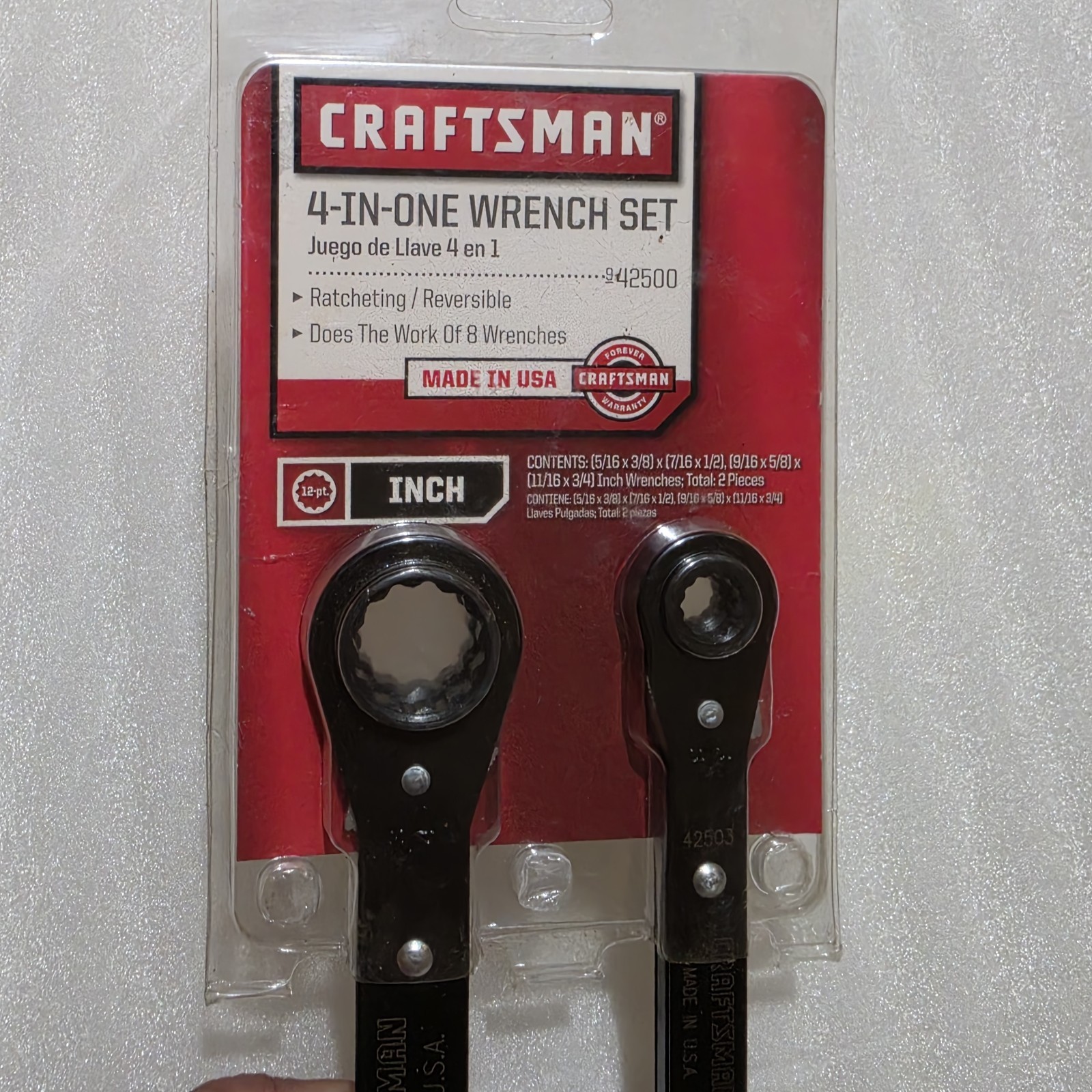 Craftsman USA 4 In One Wrench Set. #42501. 12 Pt, 2 Wrenches 8 SAE Sizes. NOS. B