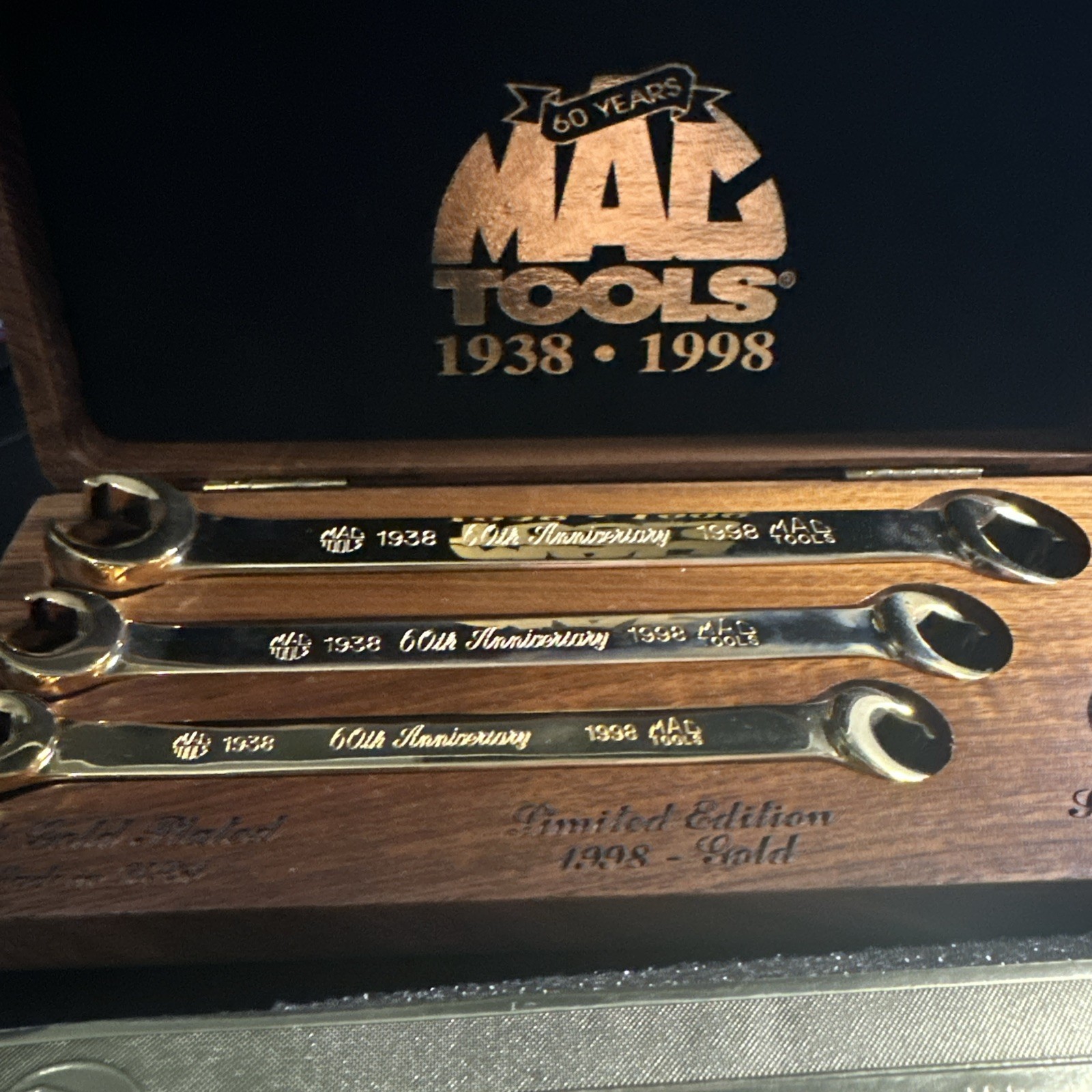 Mac Tools 1998 24K Gold Plated FLATE Nut Line Wrench Set 60th Anniversary #4895