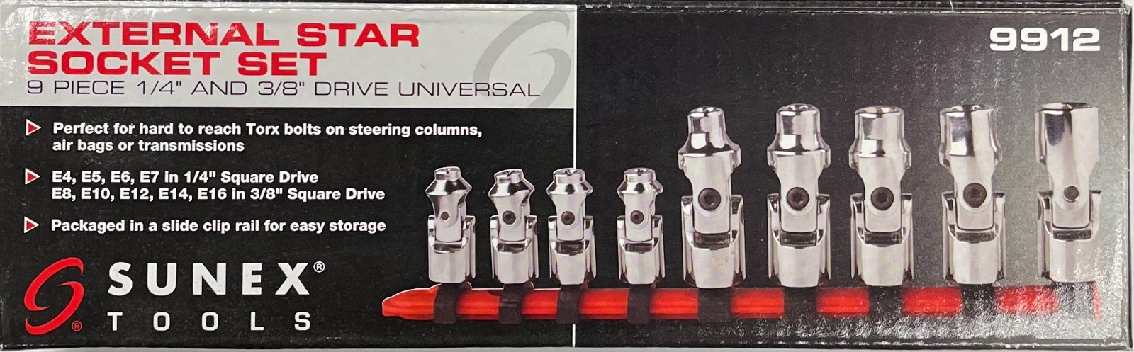 Sunex 9912 Universal External Star Socket Set 9-Piece