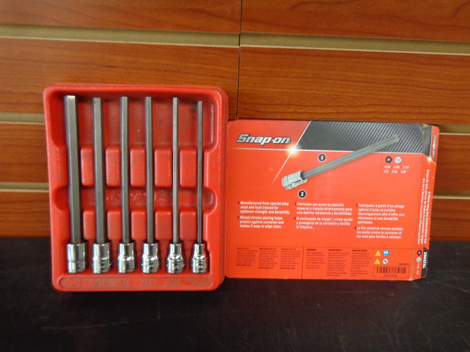 Snap On 6pc 3/8″ Drive SAE Extra Long Hex Allen Socket Set 5/32″-3/8″ 206EFAL