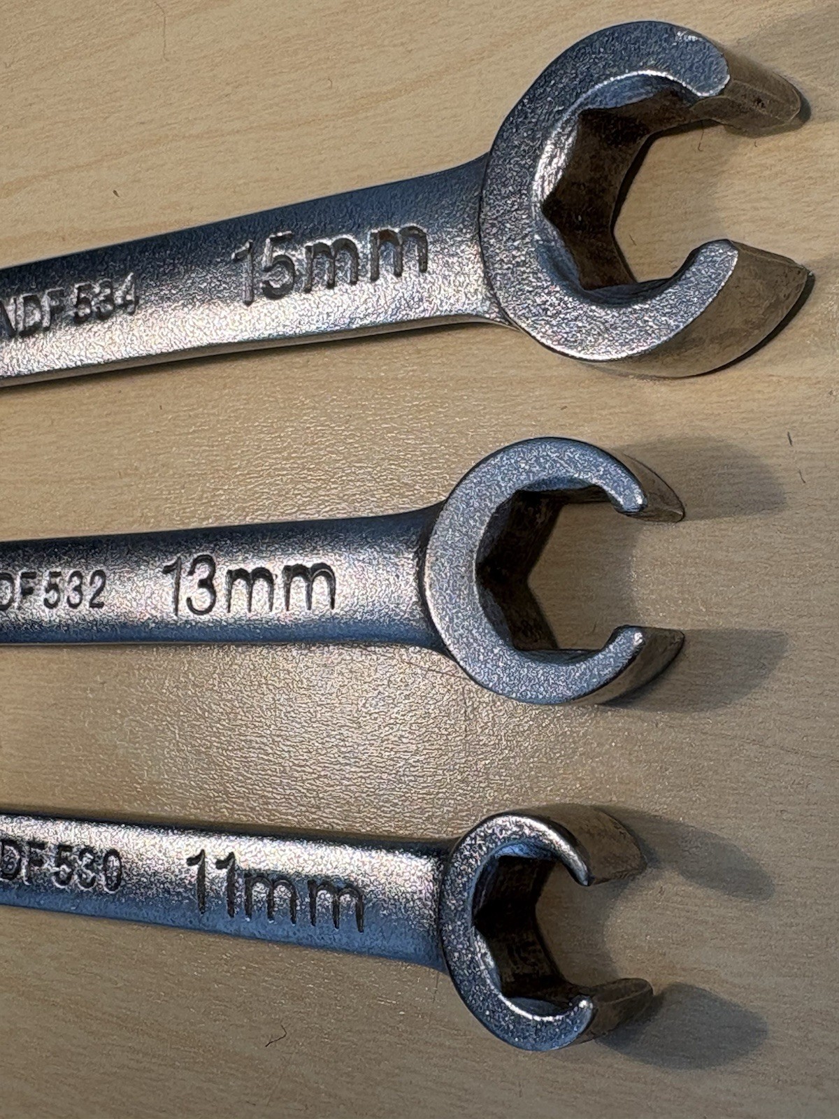 NAPA Tools Metric Double Flare Nut Line Wrench Set 11mm-15mm, 17mm 3pc USA- EUC