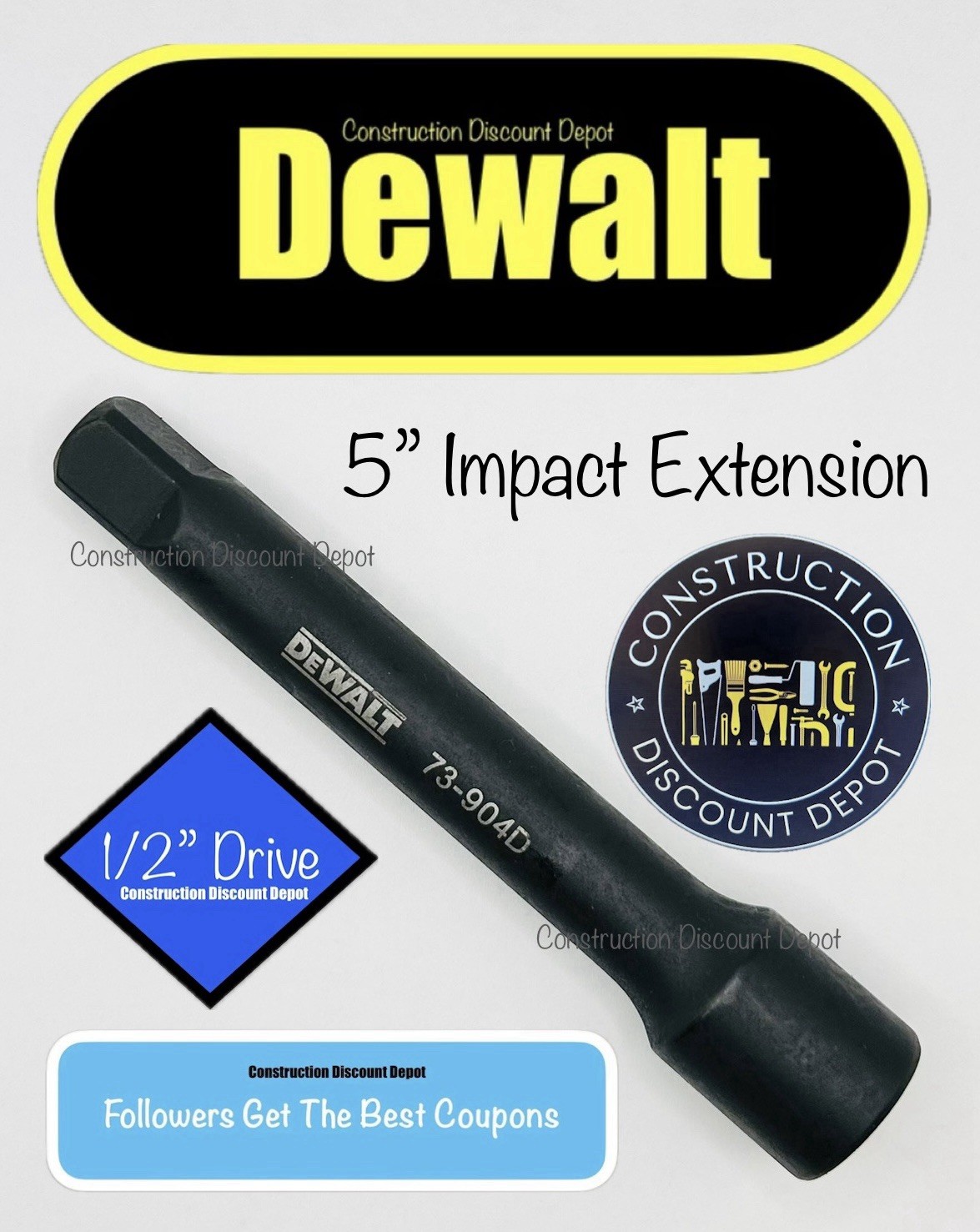Dewalt 5″ Black Oxide Impact Extension 1/2″ Drive 73-904D 1/2 In. x 5″