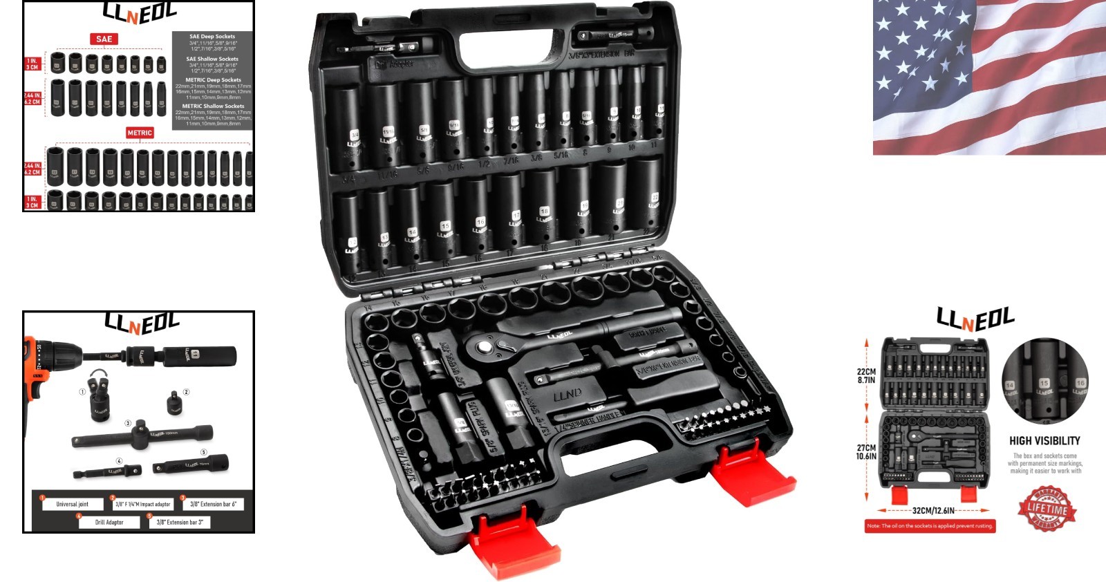 High-Security 3/8′ Drive Socket Wrench Set – 95 Pieces with Organizing Box